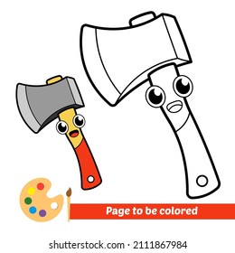 Coloring book for kids, axe vector