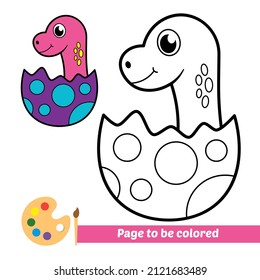 Coloring book for kids, baby dinosaur vector