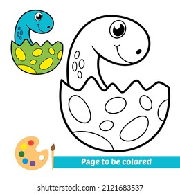 Coloring book for kids, baby dinosaur vector