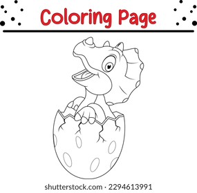 Coloring book for kids, baby dinosaur coloring pages vector