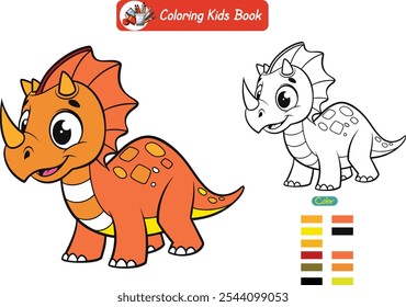 Livro de colorir para crianças bebê dinossauro vetor