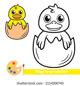 Coloring book for kids, baby duck vector