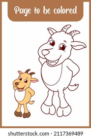coloring book for kids . baby goat