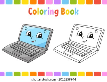 Libro de colorear para niños. De vuelta al tema escolar. Caricatura. Ilustración vectorial. Página de fantasía para niños. Silueta de contorno negro. Aislado sobre fondo blanco.