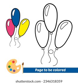 coloring book for kids, balloons vector