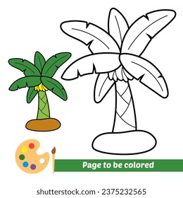 coloring book for kids, banana tree vector