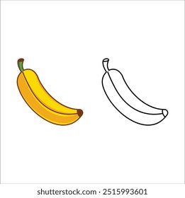 Coloring book for kids banana vector illustration. Eps 10