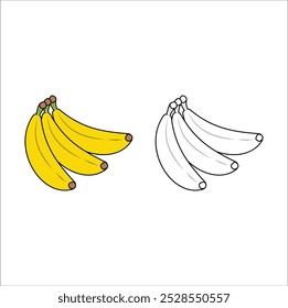 Coloring book for kids banana vector illustration. Eps 10