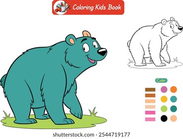 Livro de colorir para crianças urso vetor