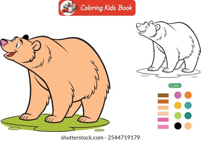 Coloring book for kids bear vector