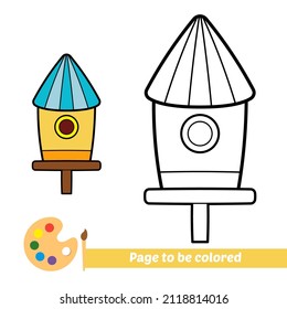 Coloring book for kids, bird house vector