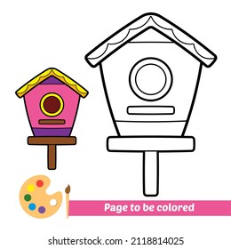 Coloring book for kids, bird house vector