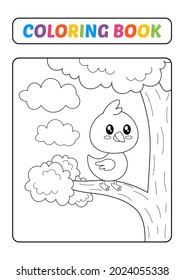 Coloring book for kids, bird vector