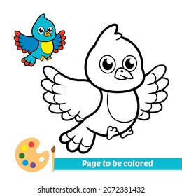 Coloring book for kids, bird vector