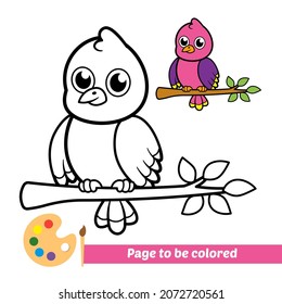 Coloring book for kids, bird vector