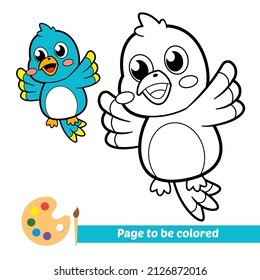 Coloring book for kids, bird vector