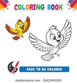 livro de colorir para crianças, pássaro vetor