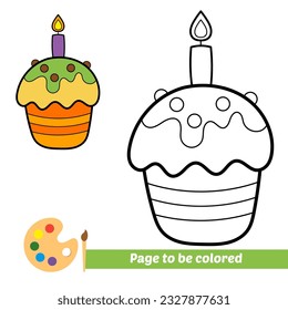 coloring book for kids, birthday cupcake vector