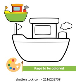 Coloring book for kids, boat vector