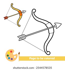 coloring book for kids, bow and arrow vector