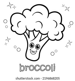 the Coloring book for kids, broccoli vector.