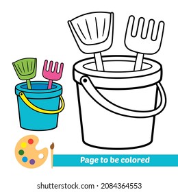 Coloring book for kids, bucket vector