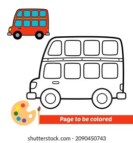 Coloring book for kids, bus vector