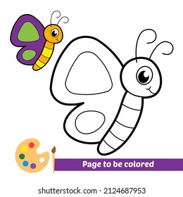 Libro de coloración para niños, vector de mariposa