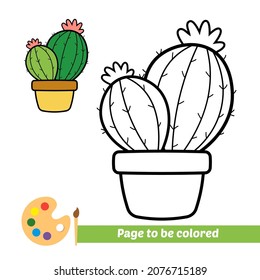 Coloring book for kids, cactus vector