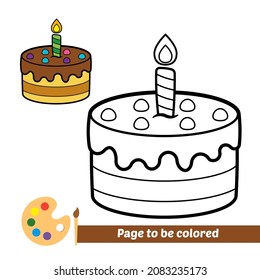 Coloring book for kids, cake vector