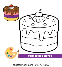 Coloring book for kids, cake vector