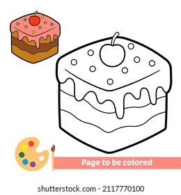 Coloring book for kids, cake vector