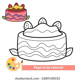 Libro para colorear para los niños, Vector de la torta