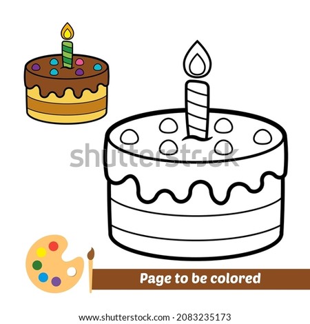 Coloring book for kids, cake vector