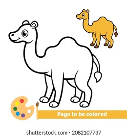 Coloring book for kids, camel vector