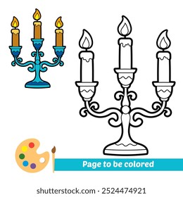 Libro para colorear para los niños, Vector del candelero