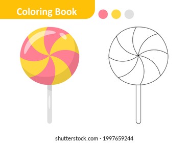 Coloring book for kids, candy vector