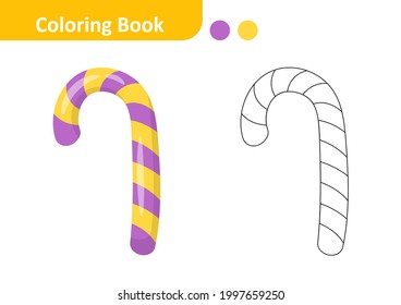 Coloring book for kids, candy vector