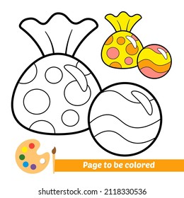 Libro de coloración para niños, vector de caramelos