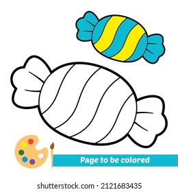 Coloring book for kids, candy vector