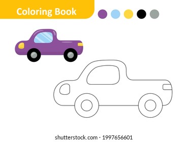 Libro de coloración para niños, vector de coche