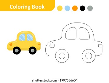 Coloring book for kids, car vector