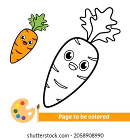 Coloring book for kids, carrot vector