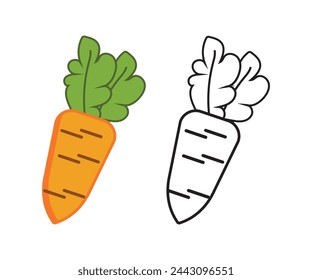 Coloring book for kids, carrot vector