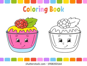Coloring book for kids. Cartoon character. Vector illustration. Fantasy page for children. Black contour silhouette. Isolated on white background.