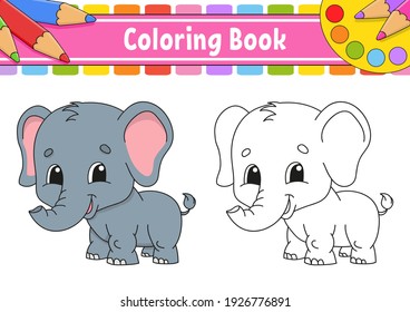Coloring book for kids. Cartoon character. Vector illustration. Black contour silhouette. Isolated on white background. Animal theme.