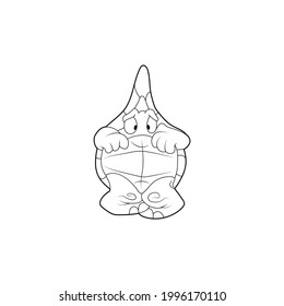 Coloring book for kids. Cartoon character. Frightened turtle. Isolated on white background. Animal theme. Vector illustration.