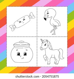 Coloring book for kids. Cartoon character. Vector illustration. Black contour silhouette.