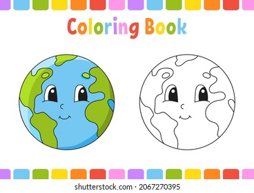 Coloring book for kids. Cartoon character. Vector illustration. Fantasy page for children. Black contour silhouette. Isolated on white background.