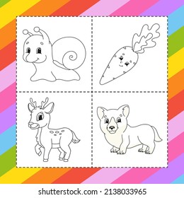 Coloring book for kids. Cartoon character. Vector illustration. Black contour silhouette.